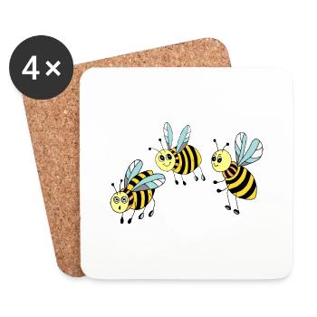 Abeilles - Dessous de verre (lot de 4) - blanc - Devant