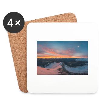 Lever de soleil alpin sur les montagnes Agrafa - Dessous de verre (lot de 4) - blanc - Devant