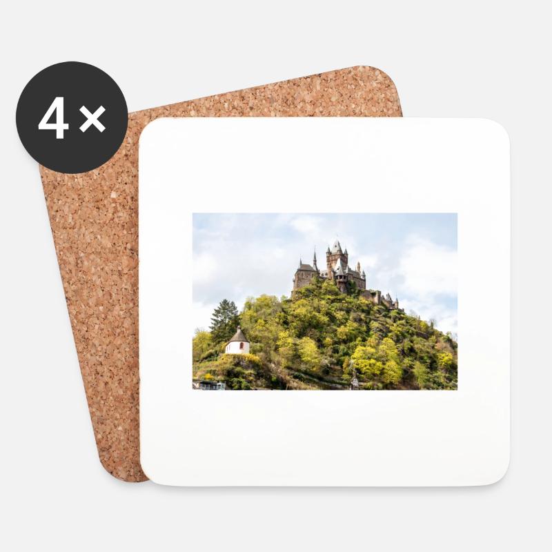Reichsburg Cochem Rheinland - Untersetzer (4er-Set) - Weiß