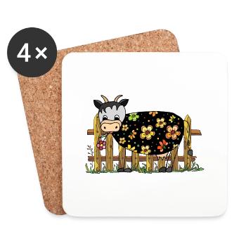 Vache - Dessous de verre (lot de 4) - blanc - Devant