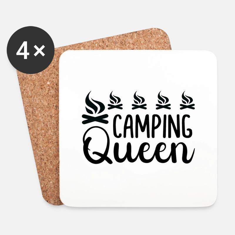 Camping Queen - Untersetzer (4er-Set) - Weiß
