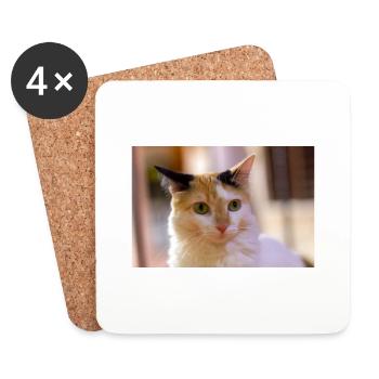 cat - Coasters (set of 4) - white - Front