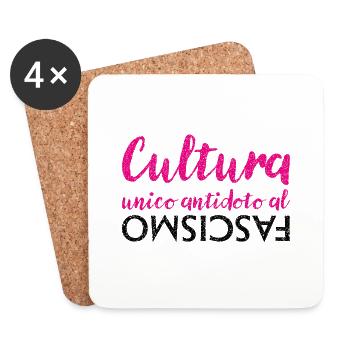 La culture est le seul antidote au fascisme - Dessous de verre (lot de 4) - blanc - Devant