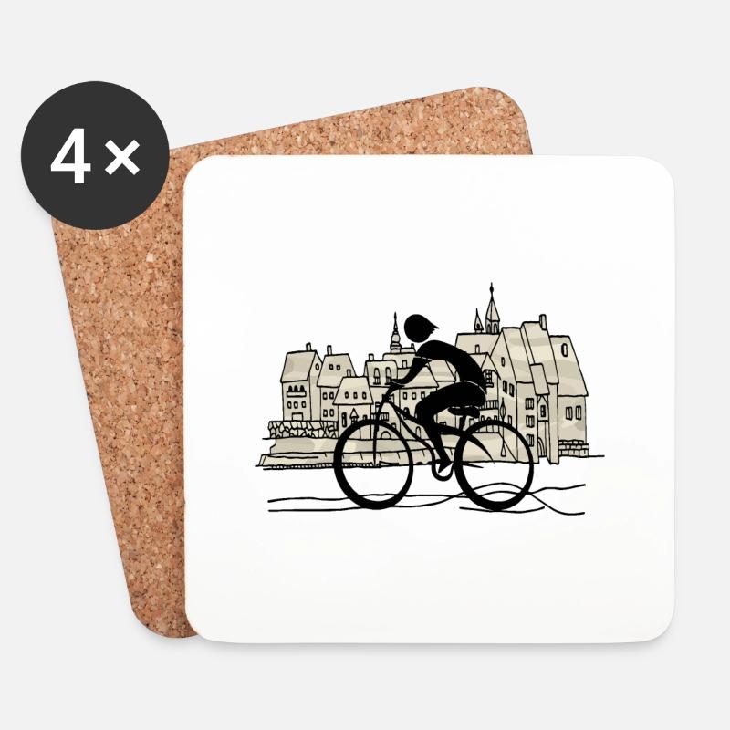 Radfahrer - Untersetzer (4er-Set) - Weiß