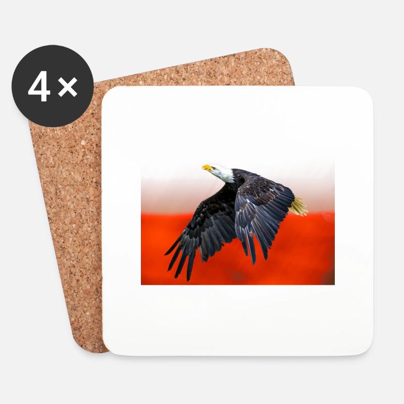 Polnischer Adler vor dem Hintergrund der Nationalflagge. - Untersetzer (4er-Set) - Weiß