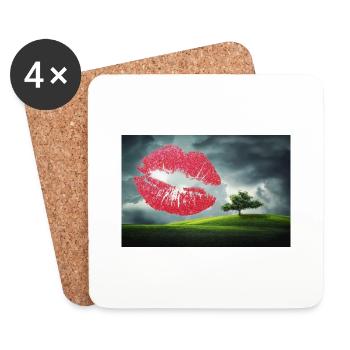 Kuss zum Valentinstag. - Untersetzer (4er-Set) - Weiß - Vorne