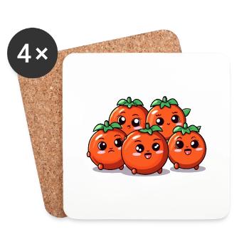 Kawaii tomato buddies - Coasters (set of 4) - white - Front