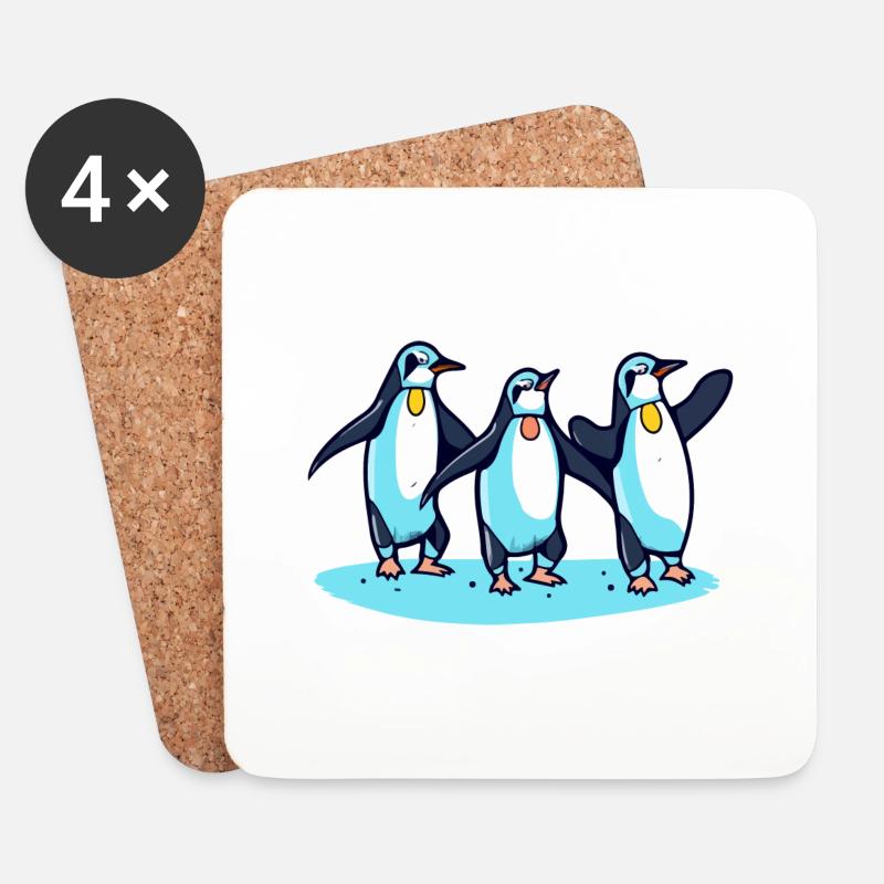 Pinguine feiern - Untersetzer (4er-Set) - Weiß