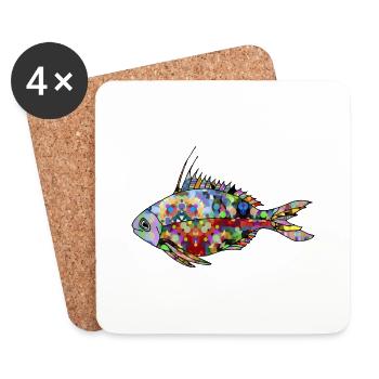 Poisson - Dessous de verre (lot de 4) - blanc - Devant