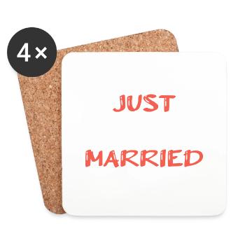 ICH HABE GERADE GEHEIRATET. Junggesellinnenabschied. HEILIGER VALENTINSTAG. PAAR. LIEBE - Untersetzer (4er-Set) - Weiß - Vorne