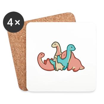 hugadino group of dinos, cute dinosaur - Coasters (set of 4) - white - Front