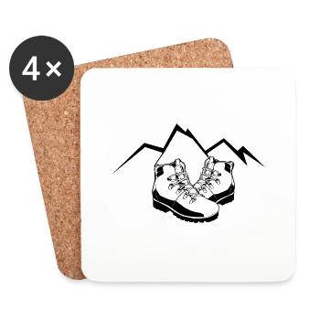 Mountain Hike - Wanderung Berg - Coasters (set of 4) - white - Front