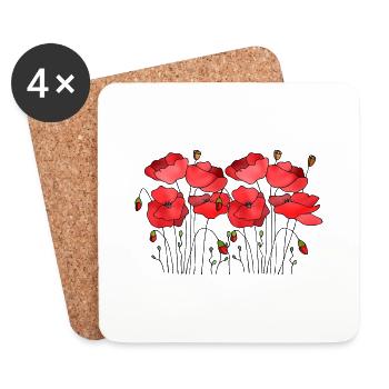 Fleur - Dessous de verre (lot de 4) - blanc - Devant