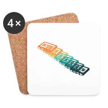 Vintage-Kassette - Untersetzer (4er-Set) - Weiß - Vorne