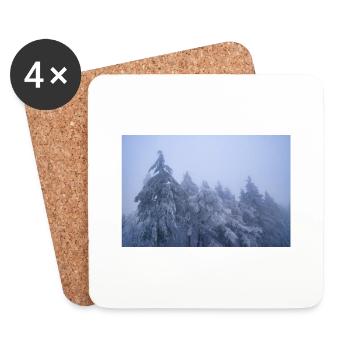 Bäume im Schnee - Untersetzer (4er-Set) - Weiß - Vorne