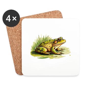 La grenouille verte a un camouflage parfait - Dessous de verre (lot de 4) - blanc - Devant