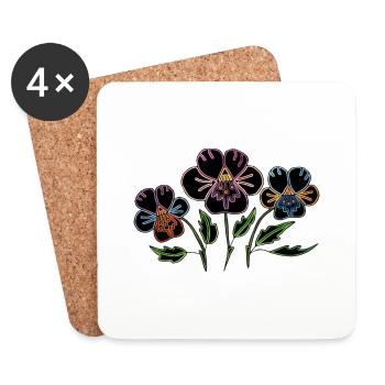 Fleur - Dessous de verre (lot de 4) - blanc - Devant