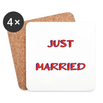 ICH HABE GERADE GEHEIRATET. Junggesellinnenabschied. HEILIGER VALENTINSTAG. PAAR. HERZ - Untersetzer (4er-Set) - Weiß - Vorne