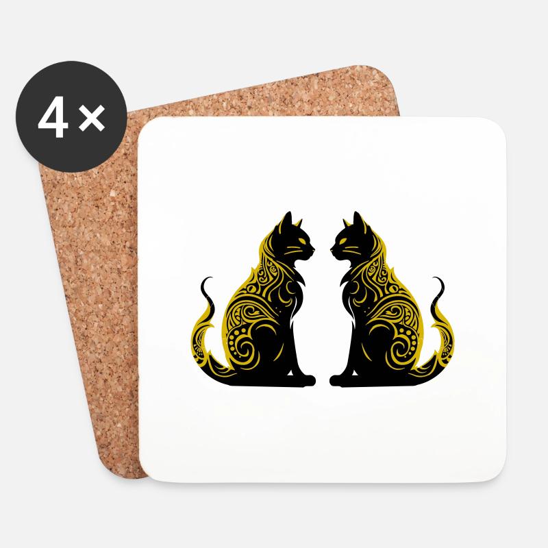 cats - Untersetzer (4er-Set) - Weiß