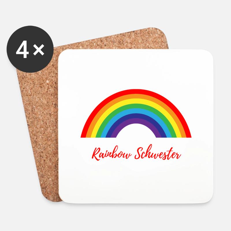 Rainbow Schwester - Untersetzer (4er-Set) - Weiß