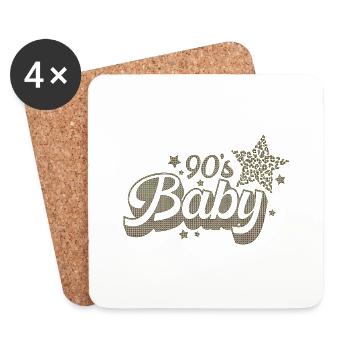 90s mignon 80s rétro vintage drôle cool nostalgie - Dessous de verre (lot de 4) - blanc - Devant