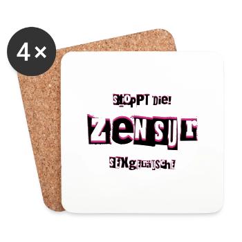 ZENSUR Logo Shirt - Untersetzer (4er-Set) - Weiß - Vorne