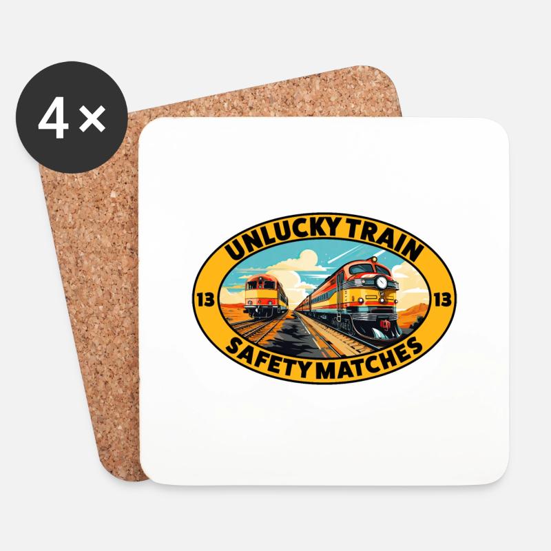 Unlucky Train - Sicherheits-Streichhölzer - Untersetzer (4er-Set) - Weiß