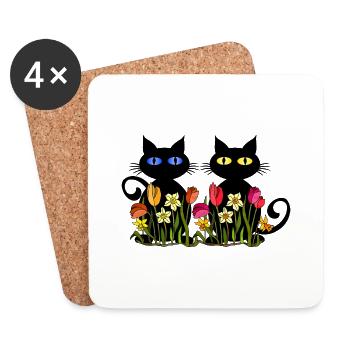 Katzen - Untersetzer (4er-Set) - Weiß - Vorne