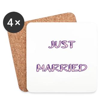 JUST MARRIED. EVJF. VALENTINE'S DAY. COUPLE. LOVE - Coasters (set of 4) - white - Front