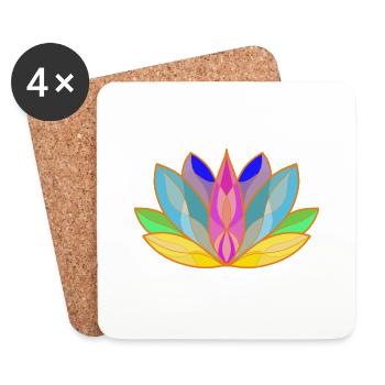 Blooming Lotus Mandala Design - Coasters (set of 4) - white - Front