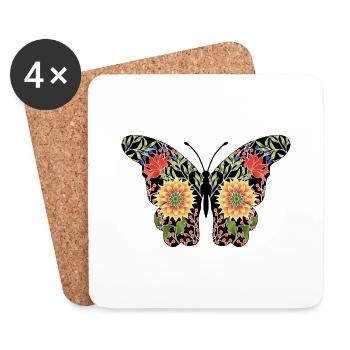 Schmetterling - Untersetzer (4er-Set) - Weiß - Vorne
