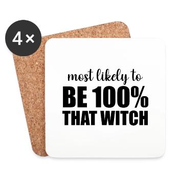 Most Likely To Be 100% That Witch Halloween - Coasters (set of 4) - white - Front