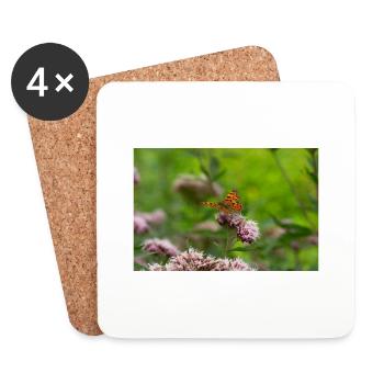 Schmetterling auf einer Blume - Untersetzer (4er-Set) - Weiß - Vorne