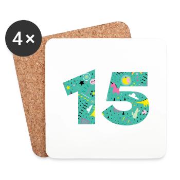 Personalized 15 Anniversary Number - Coasters (set of 4) - white - Front