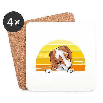 Spähender Beagle-Welpe - Untersetzer (4er-Set) - Weiß - Vorne