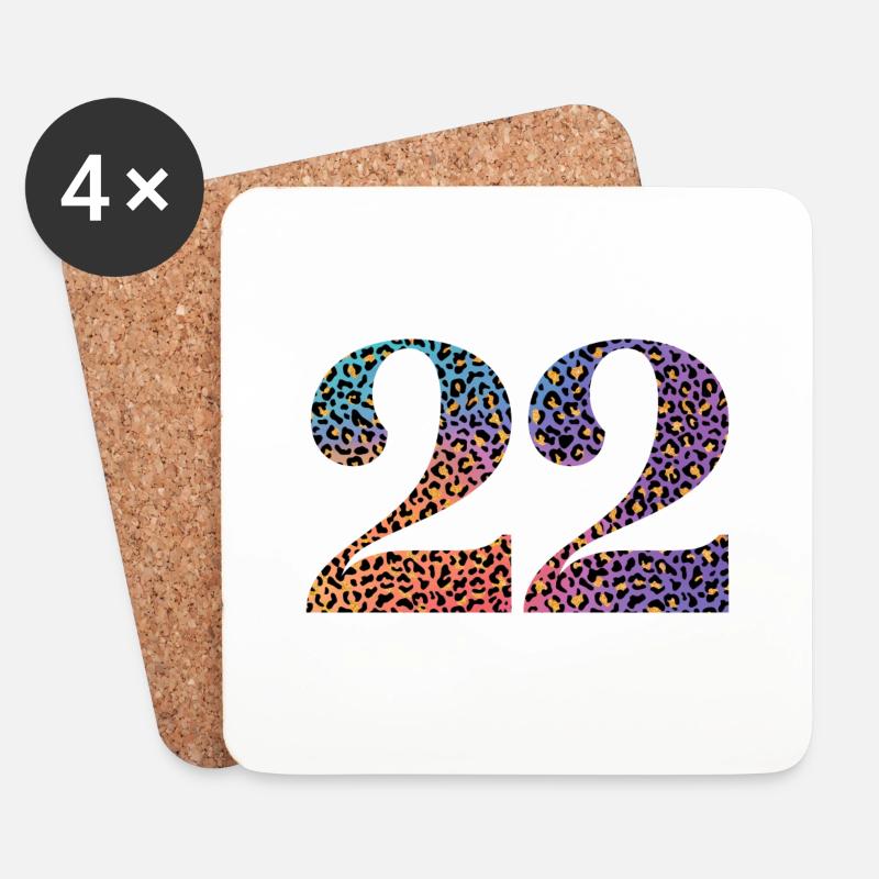 22. Geburtstag Leopard - Untersetzer (4er-Set) - Weiß