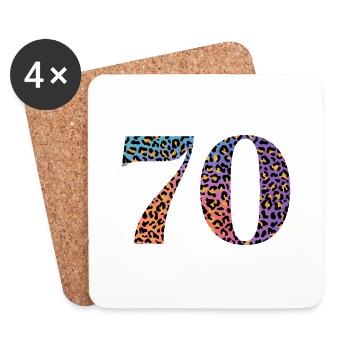 70th Anniversary Leopard - Coasters (set of 4) - white - Front