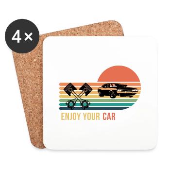 Profitez de votre voiture - Dessous de verre (lot de 4) - blanc - Devant