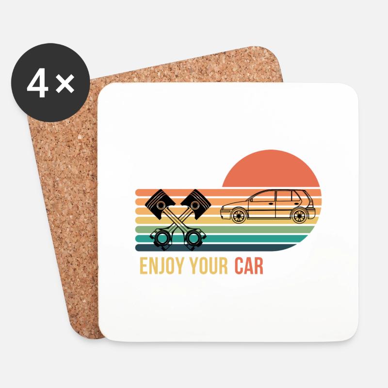 Enjoy your car - Untersetzer (4er-Set) - Weiß