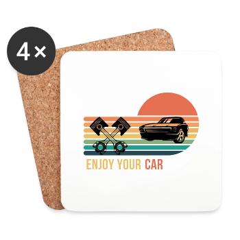 Profitez de votre voiture - Dessous de verre (lot de 4) - blanc - Devant