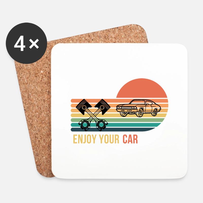 Enjoy your car - Untersetzer (4er-Set) - Weiß