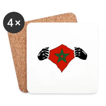 Drapeau du Maroc en force - Dessous de verre (lot de 4) - blanc - Devant