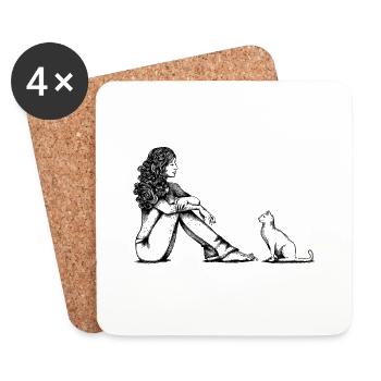 Meine Katze und Ich - Untersetzer (4er-Set) - Weiß - Vorne