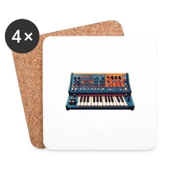 Analoger Vintage Synthesizer - Untersetzer (4er-Set) - Weiß - Vorne