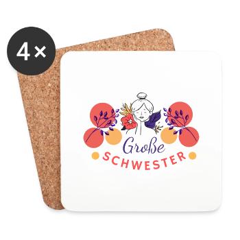 Geschenk für große Schwester - Untersetzer (4er-Set) - Weiß - Vorne