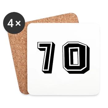 70. 70 ANS. 70e ANNIVERSAIRE. ANNIVERSAIRE 70 ANS. - Dessous de verre (lot de 4) - blanc - Devant