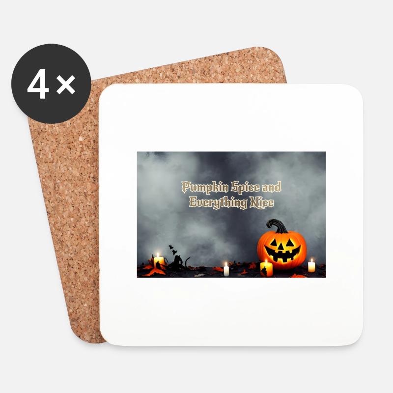 Halloween-Kürbis - Untersetzer (4er-Set) - Weiß