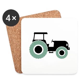tracteur - Dessous de verre (lot de 4) - blanc - Devant