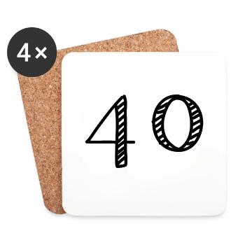 40. 40 ANS. 40e ANNIVERSAIRE. ANNIVERSAIRE 40 ANS. - Dessous de verre (lot de 4) - blanc - Devant