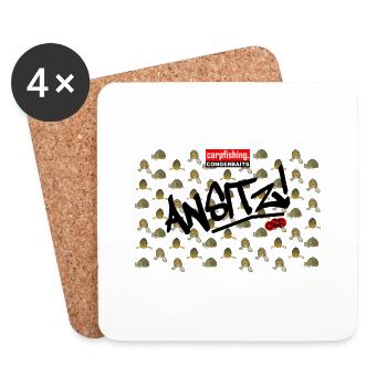 Angler-Geschenke für Karpfenfischer - Untersetzer (4er-Set) - Weiß - Vorne